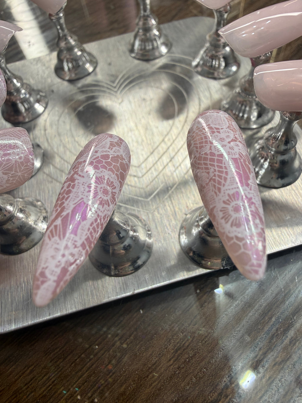 Dentelle Rosina | Lace Press On Nails | Luxury Lace Nails | Elegant Bridal Press Ons | Handmade Reusable Nails