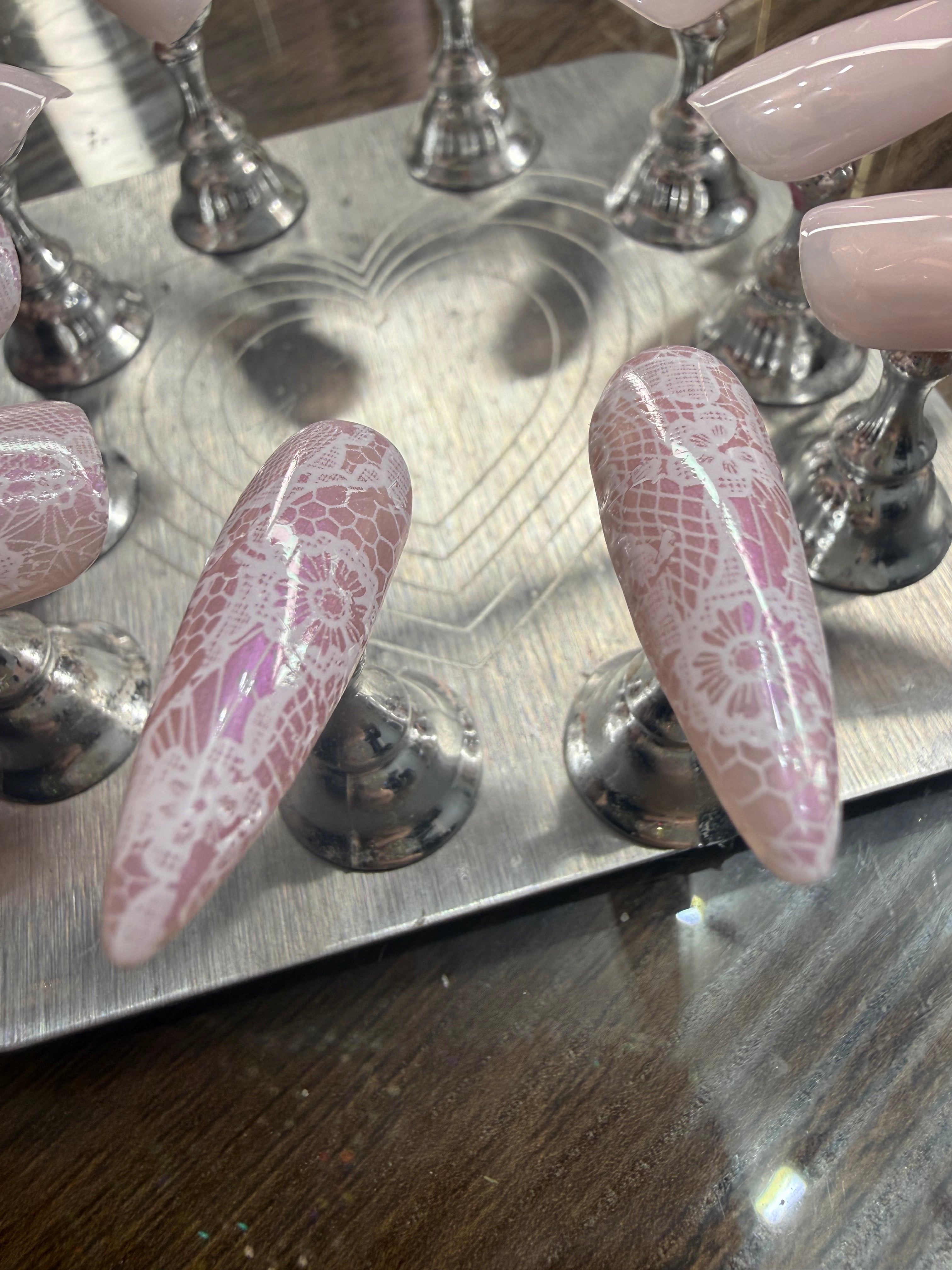 Dentelle Rosina | Lace Press On Nails | Luxury Lace Nails | Elegant Bridal Press Ons | Handmade Reusable Nails