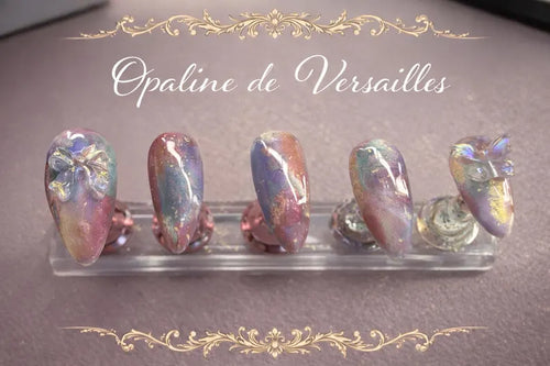 Opaline de Versailles Press On Nails | Pastel Chrome Shimmer | Rainbow Princess Nails