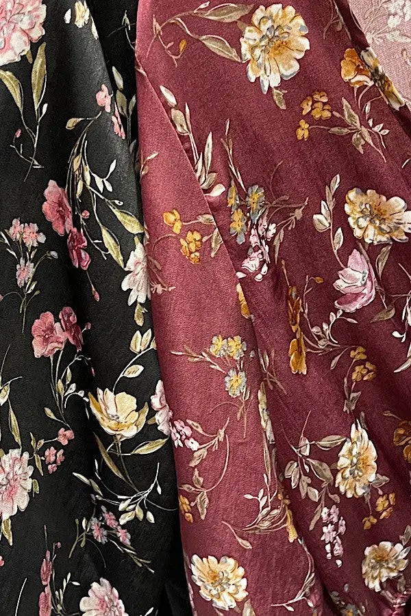 Rosalind Satin Floral Wrap Peplum Blouse House Of Rosina Rococo