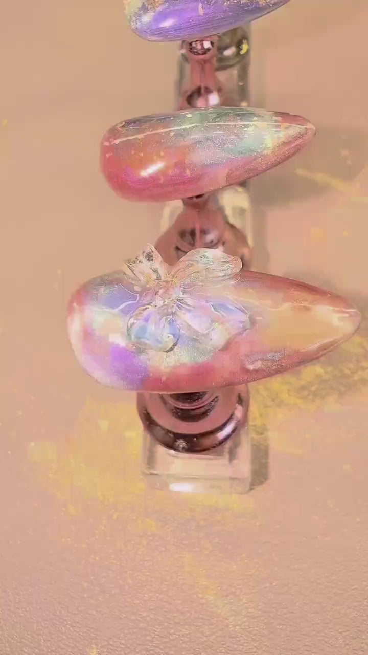 Opaline de Versailles Press On Nails | Pastel Chrome Shimmer | Rainbow Princess Nails